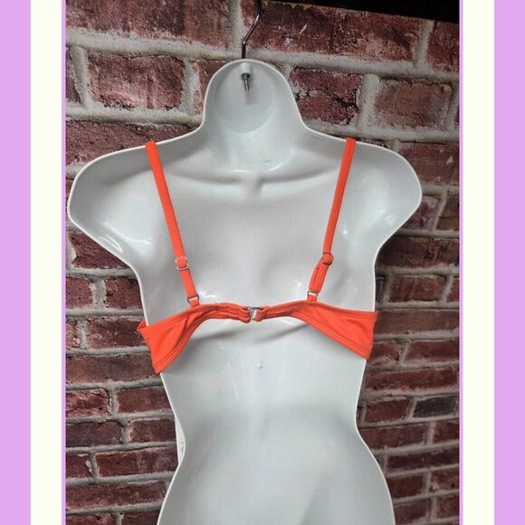 Shade and Shore Bikini Top L | Orange Wireless Adjustable Swimwear Summer Beach - Picture 2 of 4